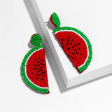 RICE BEAD WOVEN WATERMELON EARRINGS FRUIT EARRINGS_CWAJE0995
