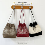 DRAWSTRING MAGNETIC CLOSURE KNITTED SHOULDER BAG_CWAB2376