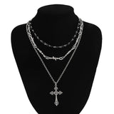 HIP HOP CROSS PENDANT DARK CLAVICLE NECKLACE_CWMM3192