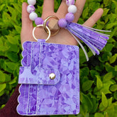 BLUE FLORAL BEAD WALLET GEOMETRIC KEYCHAIN SET_CWAB4953