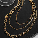 LAYERED STAINLESS STEEL 18K GOLD PLATED NECKLACE_CWMM3691