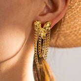 18K GOLD HAMMERED HEART TASSEL EARRINGS_CWAHA0921