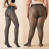 PLUS SIZE FLEECE SHEER LOOK TIGHTS GRAY NUDE_CWMM8964