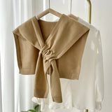 SOLID COLOR KNITTED KNOTTED SHAWL CASUAL COZY _CWASC0757