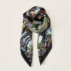 Vintage French Print Scarf 90Cm Silk Feel Square