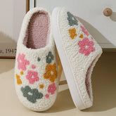 CUTE COLORFUL FLOWER WINTER WARM COTTON SLIPPERS_CWMM3063