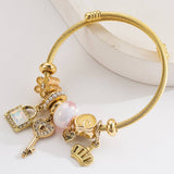 ADJUSTABLE GOLD BRACELET WITH CROWN KEY HEART_CWMM8565