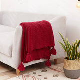 SOLID COLOR SIMPLE KNITTED TASSEL THROW BLANKET_CWMM2381