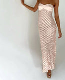 Strapless Textured Lace Sequin Backless Dress