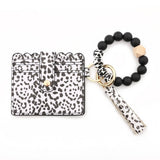 LEOPARD CARD HOLDER WITH SILICONE BEAD KEYCHAIN_CWAB5001