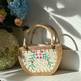 HANDMADE RATTAN BASKET SHELL STORAGE HANDBAG_CWMM4550
