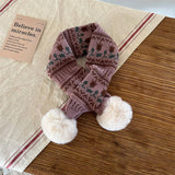 CUTE DOUBLE BALL WARM CHILDRENS KNITTED SCARF_CWASC2104