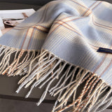 Elegant Plaid Feel Soft Winter Tassel Scarf_Cwasc03241