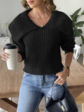 Woven Sweater Large Lapel Pullover Sweater