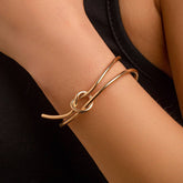 SIMPLE DOUBLE LAYER HOLLOW KNOTTED OPEN BRACELET_CWMM3101