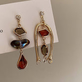 ASYMMETRIC DIAMOND AND CRYSTAL PALM EARRINGS_CWAJE2318