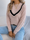 Wooden Ear Side Long Sleeve Hollow Sweater