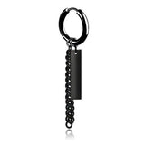 NEW FEATHER SINGLE BLACK CHAIN EARRING_CWAJE2451