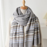 CLASSIC CHECKERED SHAWL SCARF WITH SOFT TASSELS_CWASC2766