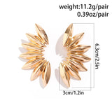 PUNK STYLE MINIMALIST FAN SHAPED BURR EARRINGS_CWAJE1154