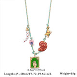 EVIL EYE SHELL NECKLACE WITH COLOR ROPE_CWMM7528