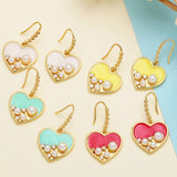 RETRO COLORED HEART SHAPED PEARL EARRINGS_CWAJE1019