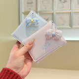 Cute Bow Pendant Floral Mini Trifold Wallet_Cwab06217