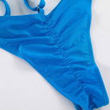 Women'S Nylon Bikini Shiny Blue Color Swimwear_Cwmw0258