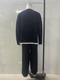 Two-Piece Of Color-Blocking Sweater And Trousers