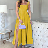 Square-Neck Dress With Slit