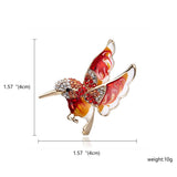 Cwaje2571_Hummingbird Water Drop Painting Oil Animal Brooch
