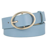 Leopard Print Pu Leather Belt With Round Buckle