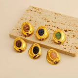 NATURAL STONE STAINLESS STEEL IRREGULAR EARRINGS_CWMM8894