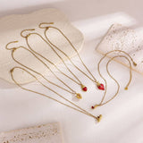ENAMEL HEART NECKLACE WITH STRAWBERRY CHARM_CWMM8869