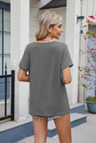 V-Neck Casual Solid Color Short-Sleeved T-Shirt