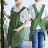 Cwab3993_Cotton And Linen Solid Color Tie-Free Work Apron