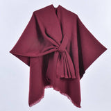 SIMPLE SOLID COLOR OBLIQUE STRAP CAPE SHAWL_CWASC0947