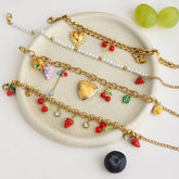 LUXURY 18K GOLD GRAPE DROP PENDANT BRACELET_CWAJE4830