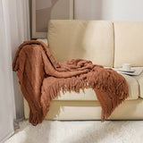 KNITTED THIN TASSEL SOFA BLANKET BED END BLANKET_CWMM0222