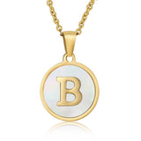 CIRCULAR SHELL ENGLISH LETTER PENDANT NECKLACE_CWAJE0675