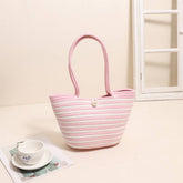 LARGE CAPACITY STRIPED SHOULDER BAG STRAW BAG_CWAB1882