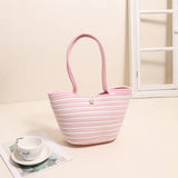 LARGE CAPACITY STRIPED SHOULDER BAG STRAW BAG_CWAB1882