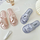 CROSS BOWKNOT FABRIC SLIPPERS INDOOR SLIPPERS_CWMM2976