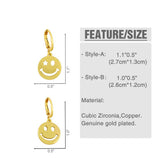 GOLD PLATED SMILEY EXPRESSION PENDANT EARRINGS_CWAJE0994