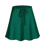 SATIN SKIRT DRAWSTRING CASUAL SHORT SKIRT_CWBSS0379