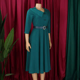 SOLID COLOR FASHIONABLE A LINE PLUS SIZE DRESS_CWDMD3670