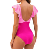 RUFFLED SMALL FLYING SLEEVE TUMMY CONTROL SWIMSUIT_CWMW0621