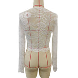 LACE FLORAL PRINT CROPPED SLIM FIT T SHIRT TOP_CWTBLL3431