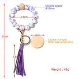 SILICONE BEAD BRACELET KEYCHAIN WITH BEECH WOOD_CWMM6873