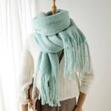 MOHAIR TASSEL SCARF FOR WINTER UNISEX LONG SHAWL_CWASC0965